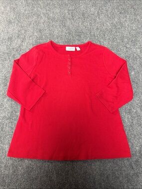Girls' Red Long-Sleeve Henley Top